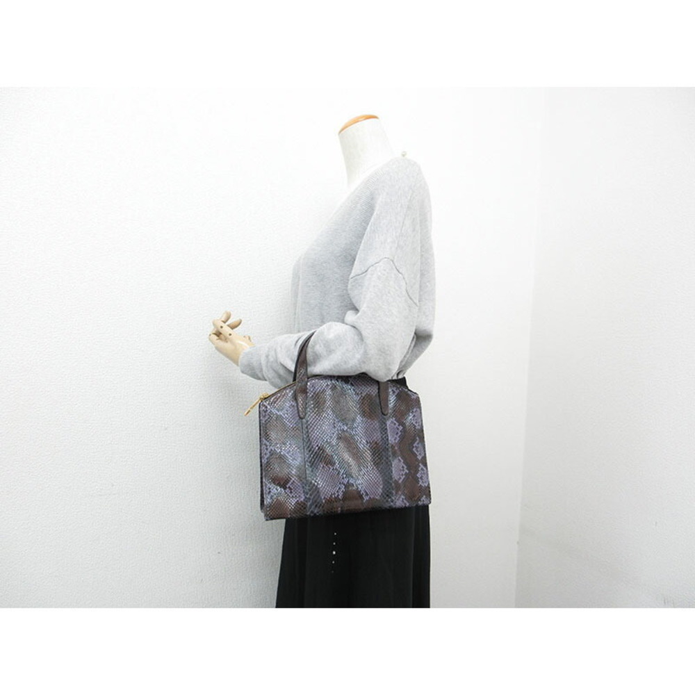 Gucci Handbag Brown Blue Python Leather Bag - image 8